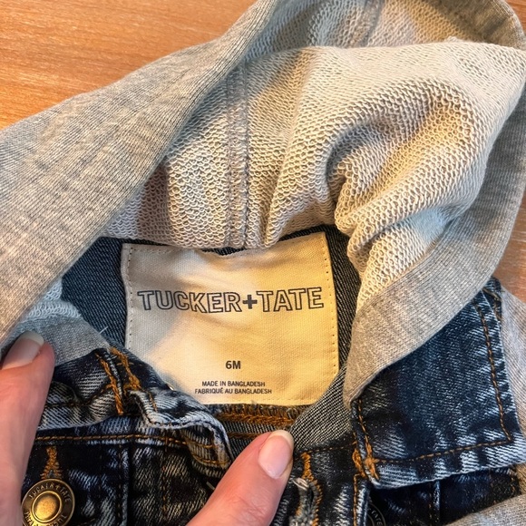Tucker + Tate Blue Denim Jean Jacket with Gray Hoodie. Size 6M. Great gift idea! - Picture 2 of 4